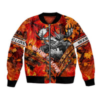 Personalized Moose Love Bomber Jacket Maple Leaf Autumn Passion