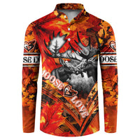Personalized Moose Love Button Sweatshirt Maple Leaf Autumn Passion