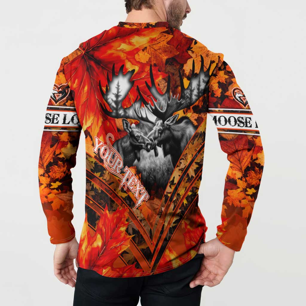 Personalized Moose Love Button Sweatshirt Maple Leaf Autumn Passion