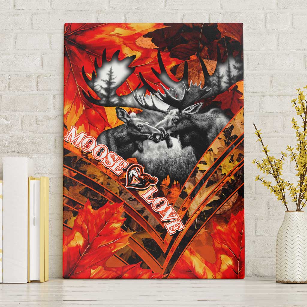 Moose Love Canvas Wall Art Maple Leaf Autumn Passion