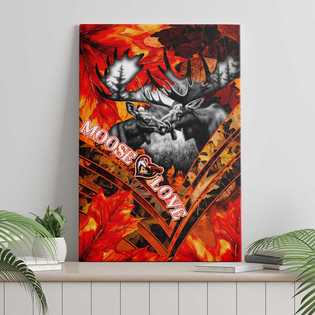 Moose Love Canvas Wall Art Maple Leaf Autumn Passion