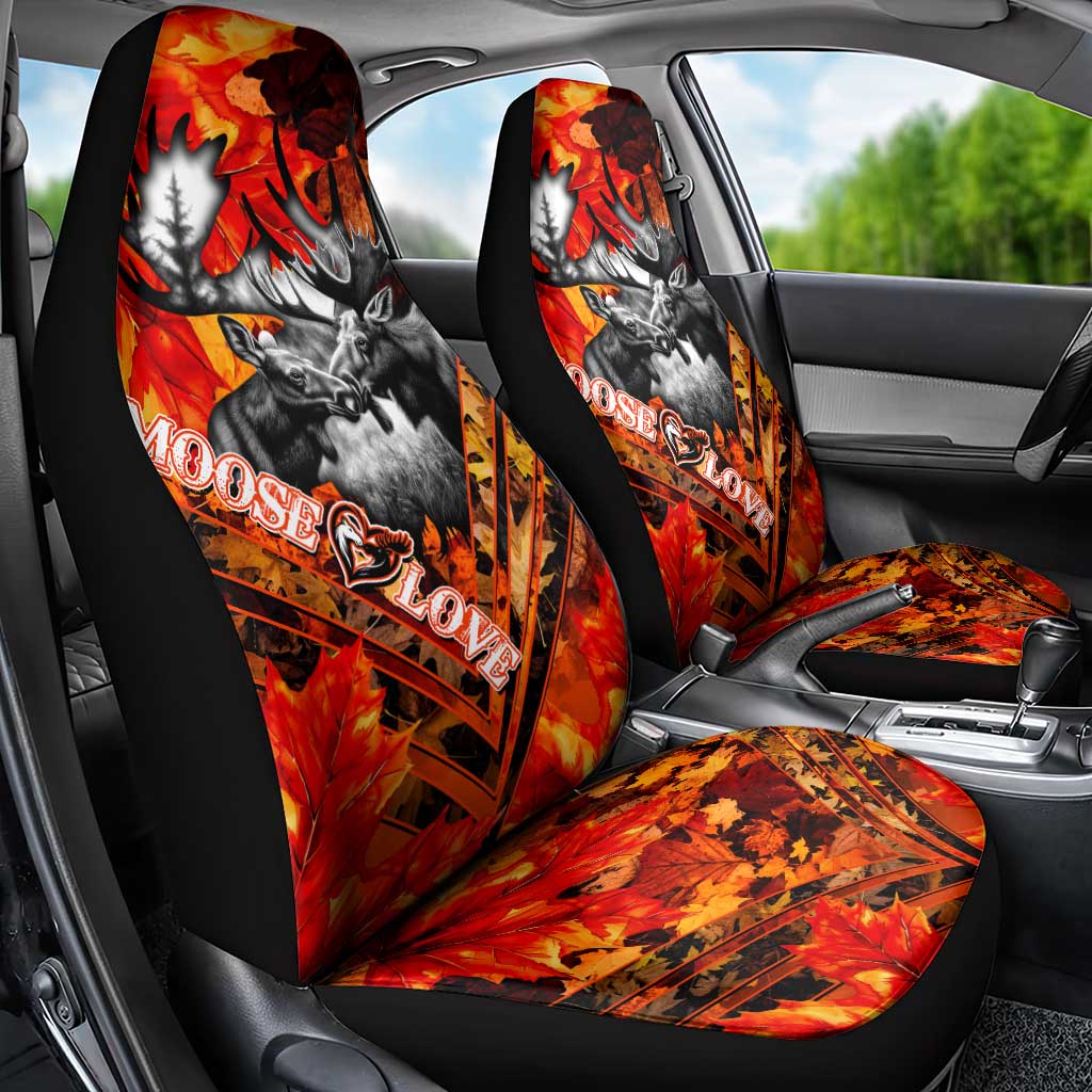 Moose Love Car Seat Cover Maple Leaf Autumn Passion