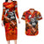 Personalized Moose Love Couples Matching Long Sleeve Bodycon Dress and Hawaiian Shirt Maple Leaf Autumn Passion