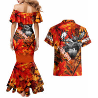 Personalized Moose Love Couples Matching Mermaid Dress and Hawaiian Shirt Maple Leaf Autumn Passion