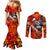 Personalized Moose Love Couples Matching Mermaid Dress and Long Sleeve Button Shirt Maple Leaf Autumn Passion