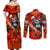 Personalized Moose Love Couples Matching Off Shoulder Maxi Dress and Long Sleeve Button Shirt Maple Leaf Autumn Passion