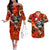 Personalized Moose Love Couples Matching Off The Shoulder Long Sleeve Dress and Hawaiian Shirt Maple Leaf Autumn Passion