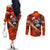 Personalized Moose Love Couples Matching Off The Shoulder Long Sleeve Dress and Long Sleeve Button Shirt Maple Leaf Autumn Passion