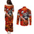 Personalized Moose Love Couples Matching Puletasi and Long Sleeve Button Shirt Maple Leaf Autumn Passion
