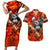 Personalized Moose Love Couples Matching Short Sleeve Bodycon Dress and Hawaiian Shirt Maple Leaf Autumn Passion