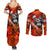 Personalized Moose Love Couples Matching Summer Maxi Dress and Long Sleeve Button Shirt Maple Leaf Autumn Passion