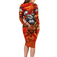 Personalized Moose Love Family Matching Long Sleeve Bodycon Dress and Hawaiian Shirt Maple Leaf Autumn Passion