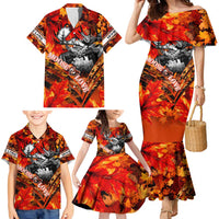 Personalized Moose Love Family Matching Mermaid Dress and Hawaiian Shirt Maple Leaf Autumn Passion