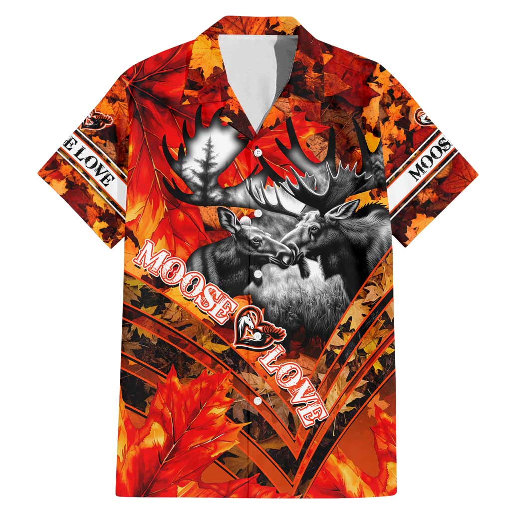 Personalized Moose Love Family Matching Mermaid Dress and Hawaiian Shirt Maple Leaf Autumn Passion