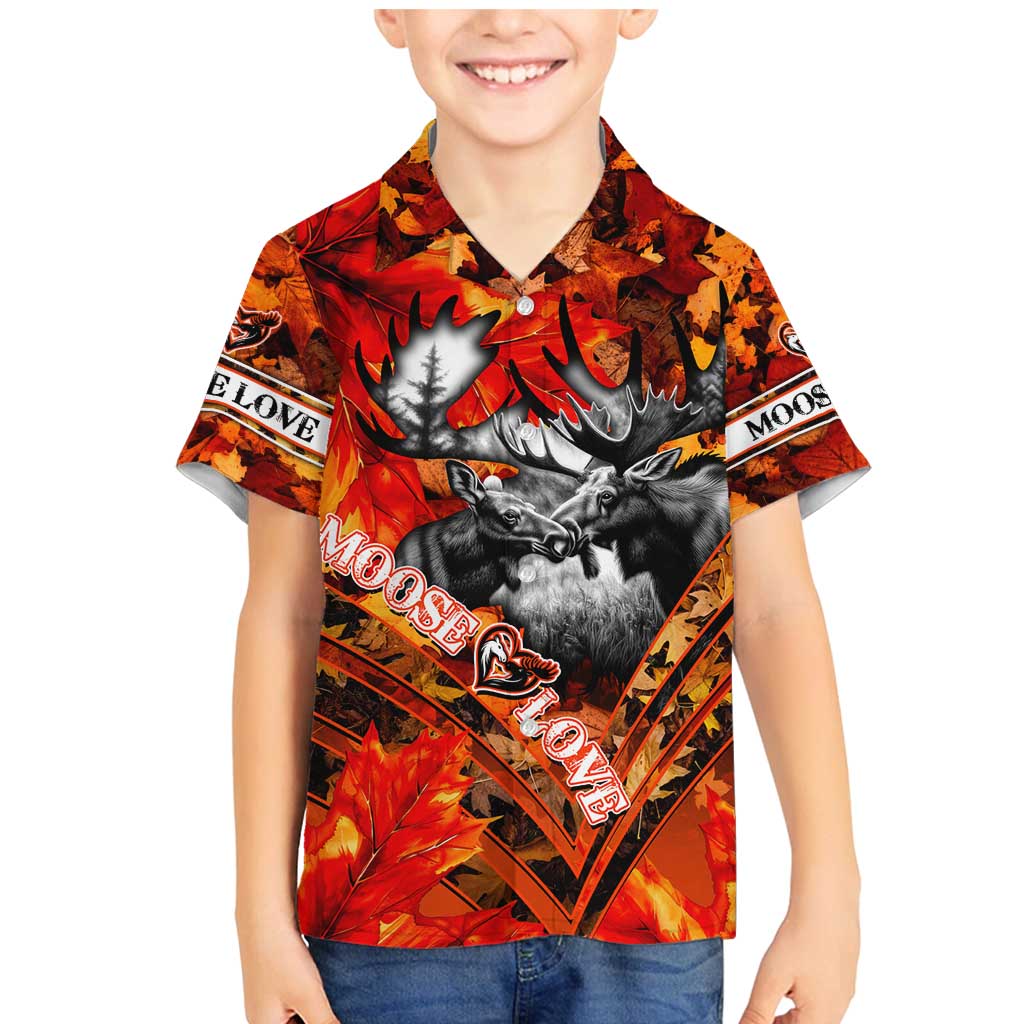 Personalized Moose Love Family Matching Mermaid Dress and Hawaiian Shirt Maple Leaf Autumn Passion