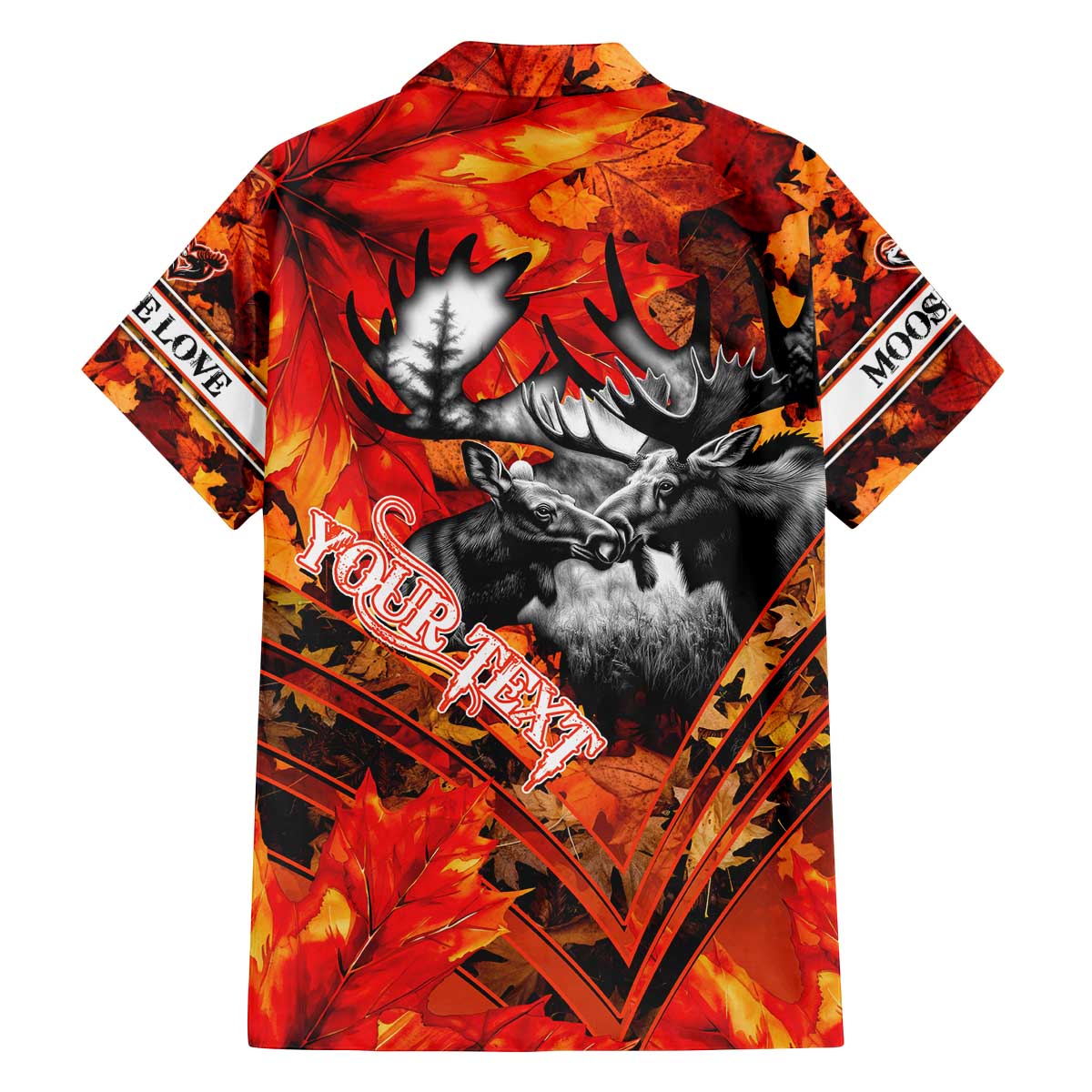 Personalized Moose Love Family Matching Off The Shoulder Long Sleeve Dress and Hawaiian Shirt Maple Leaf Autumn Passion