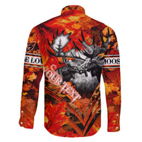 Personalized Moose Love Family Matching Off The Shoulder Long Sleeve Dress and Hawaiian Shirt Maple Leaf Autumn Passion