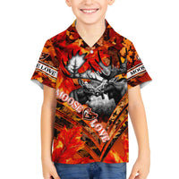 Personalized Moose Love Family Matching Off The Shoulder Long Sleeve Dress and Hawaiian Shirt Maple Leaf Autumn Passion