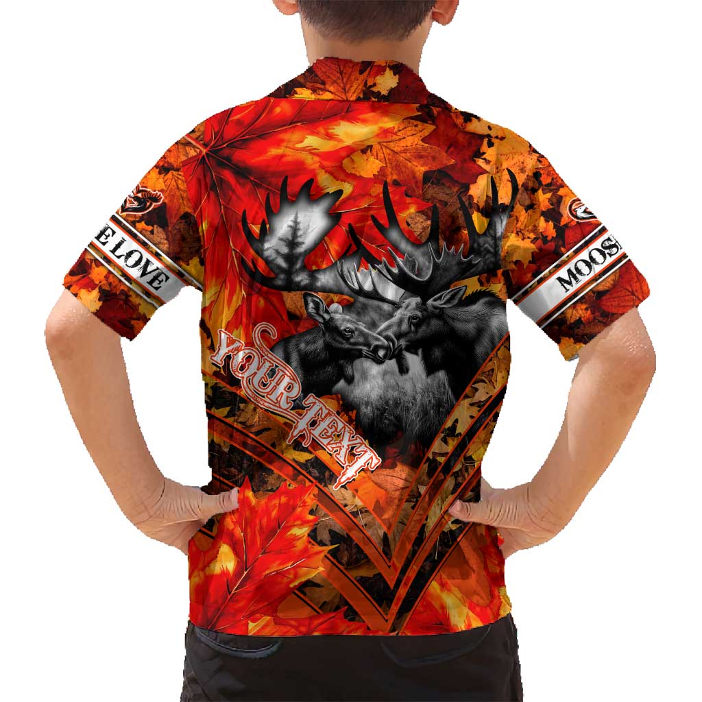 Personalized Moose Love Family Matching Off Shoulder Maxi Dress and Hawaiian Shirt Maple Leaf Autumn Passion