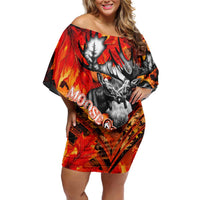 Personalized Moose Love Family Matching Off Shoulder Short Dress and Hawaiian Shirt Maple Leaf Autumn Passion