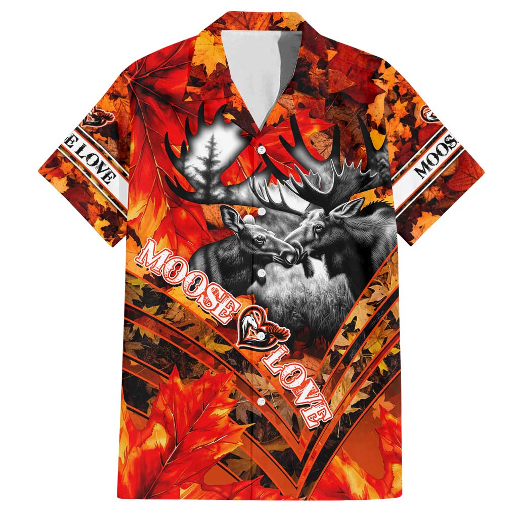 Personalized Moose Love Family Matching Summer Maxi Dress and Hawaiian Shirt Maple Leaf Autumn Passion