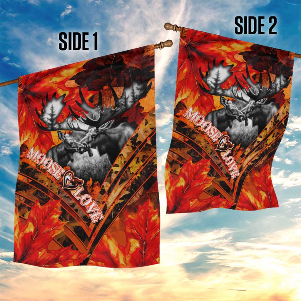 Moose Love Garden Flag Maple Leaf Autumn Passion