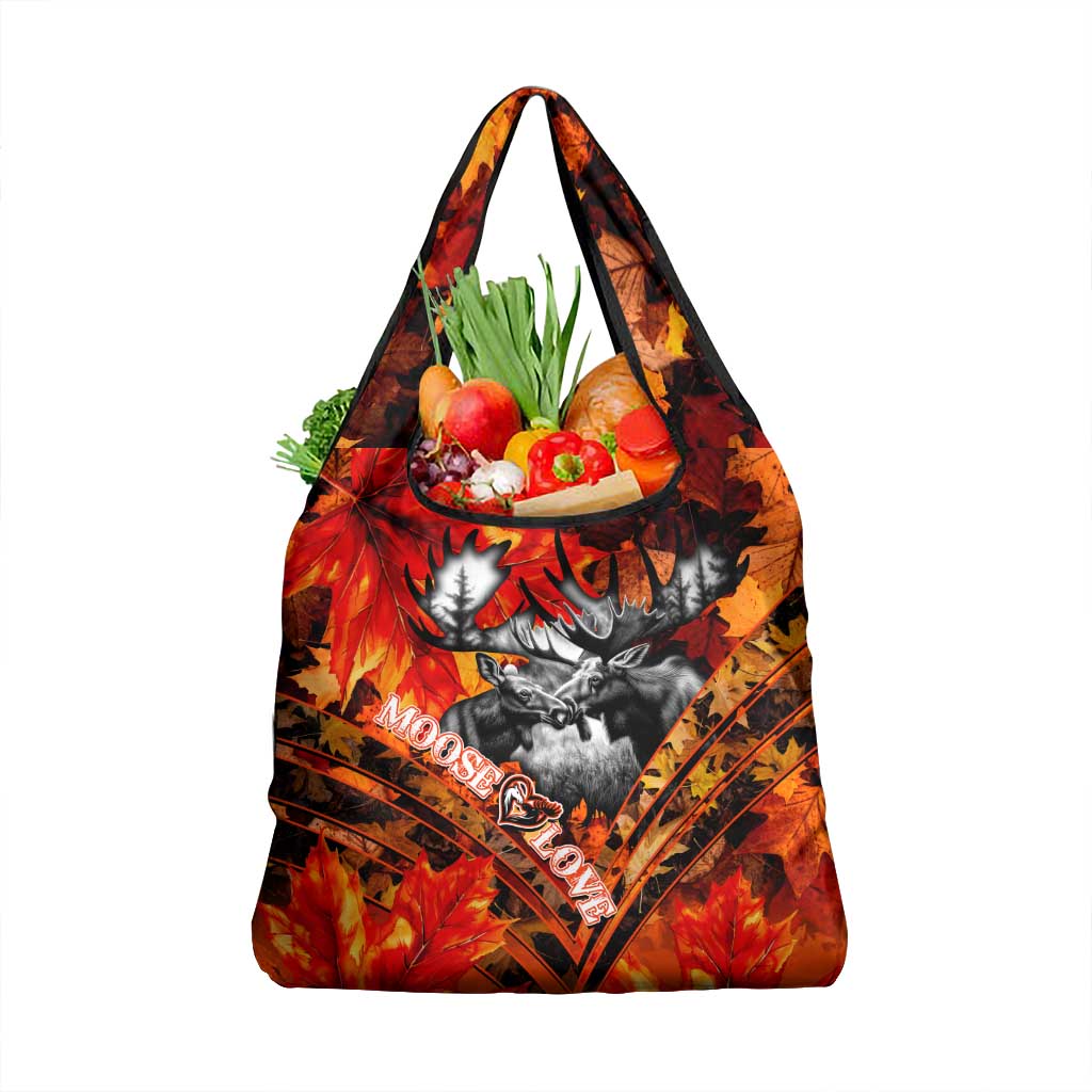 Moose Love Grocery Bag Maple Leaf Autumn Passion