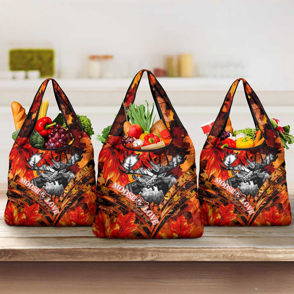 Moose Love Grocery Bag Maple Leaf Autumn Passion