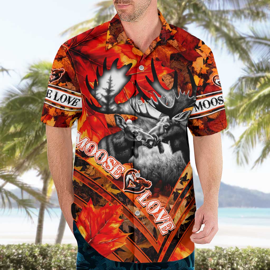 Personalized Moose Love Hawaiian Shirt Maple Leaf Autumn Passion