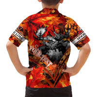 Personalized Moose Love Kid Hawaiian Shirt Maple Leaf Autumn Passion