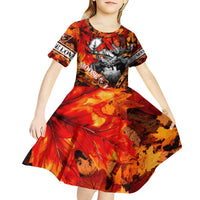 Personalized Moose Love Kid Short Sleeve Dress Maple Leaf Autumn Passion
