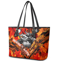 Moose Love Leather Tote Bag Maple Leaf Autumn Passion