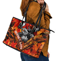 Moose Love Leather Tote Bag Maple Leaf Autumn Passion