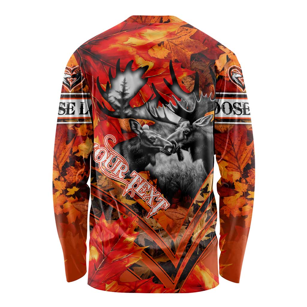 Personalized Moose Love Long Sleeve Shirt Maple Leaf Autumn Passion