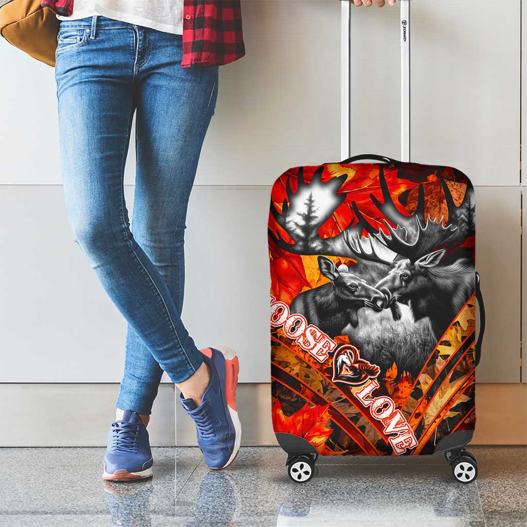 Moose Love Luggage Cover Maple Leaf Autumn Passion
