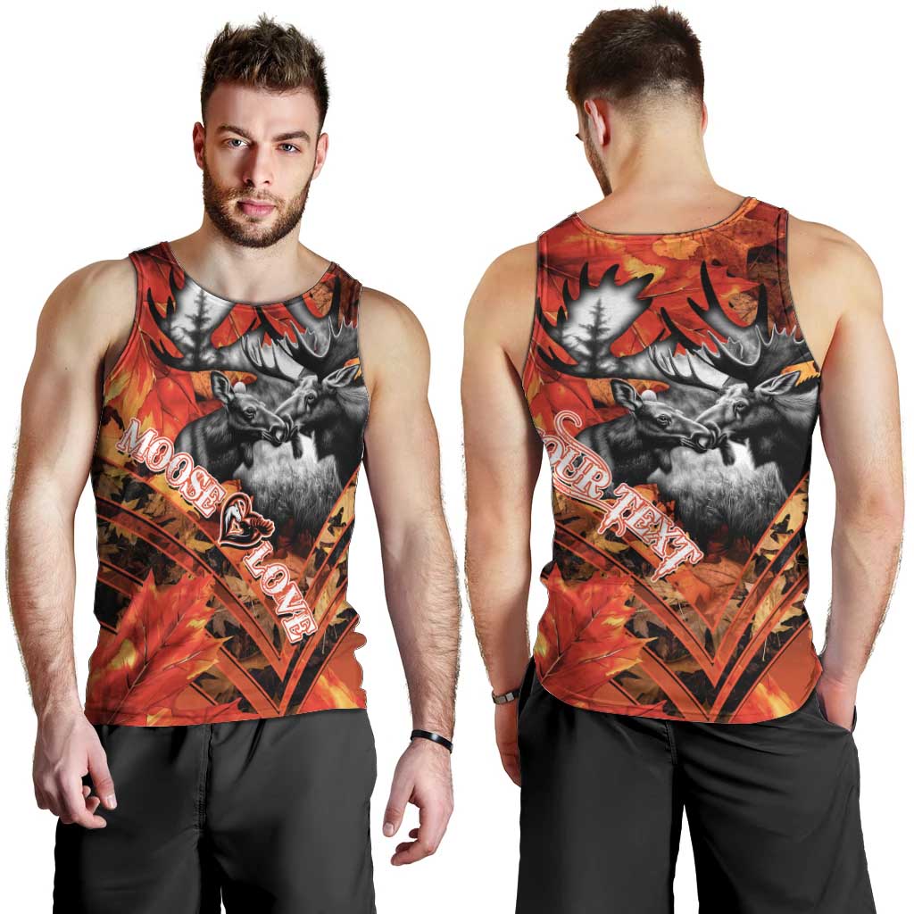 Personalized Moose Love Men Tank Top Maple Leaf Autumn Passion