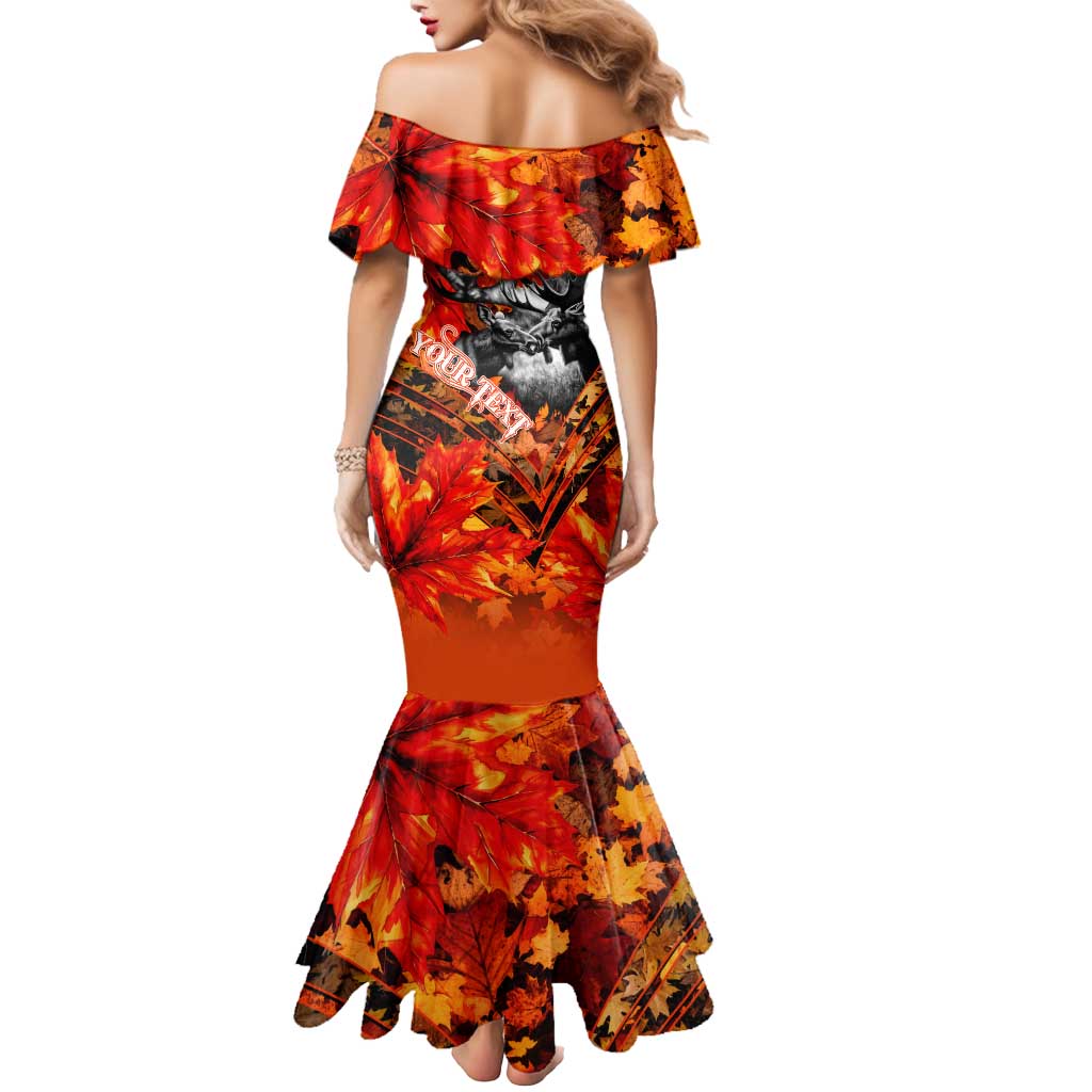 Personalized Moose Love Mermaid Dress Maple Leaf Autumn Passion