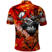 Personalized Moose Love Polo Shirt Maple Leaf Autumn Passion