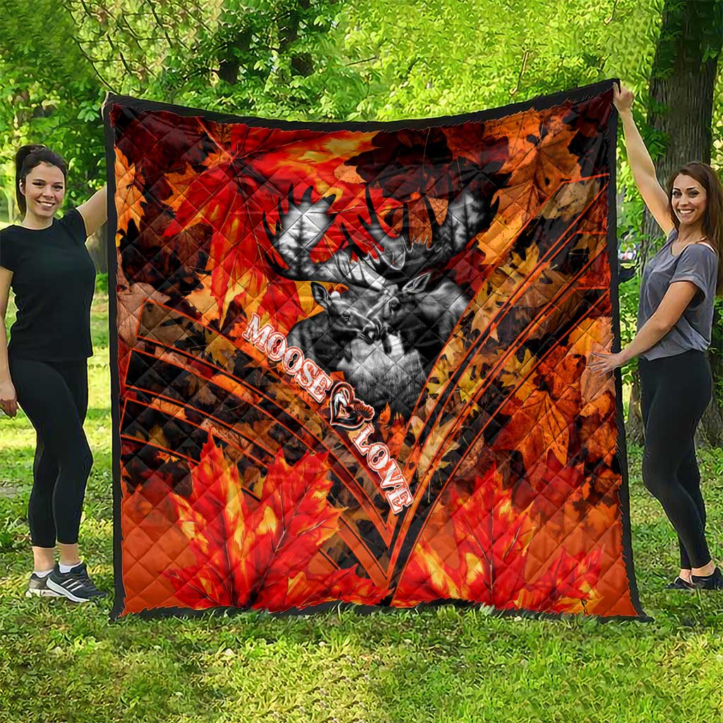 Moose Love Quilt Maple Leaf Autumn Passion