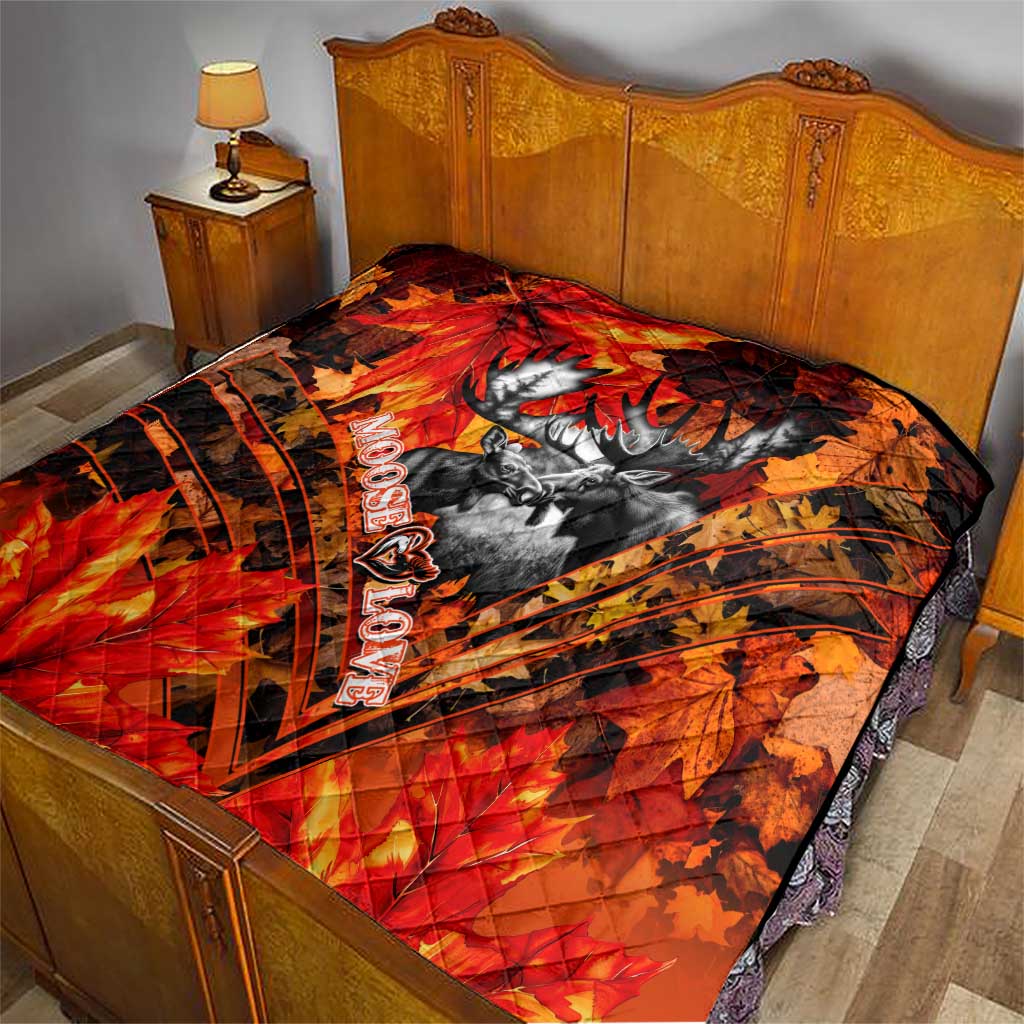 Moose Love Quilt Maple Leaf Autumn Passion