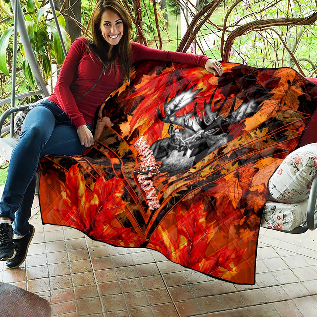 Moose Love Quilt Maple Leaf Autumn Passion