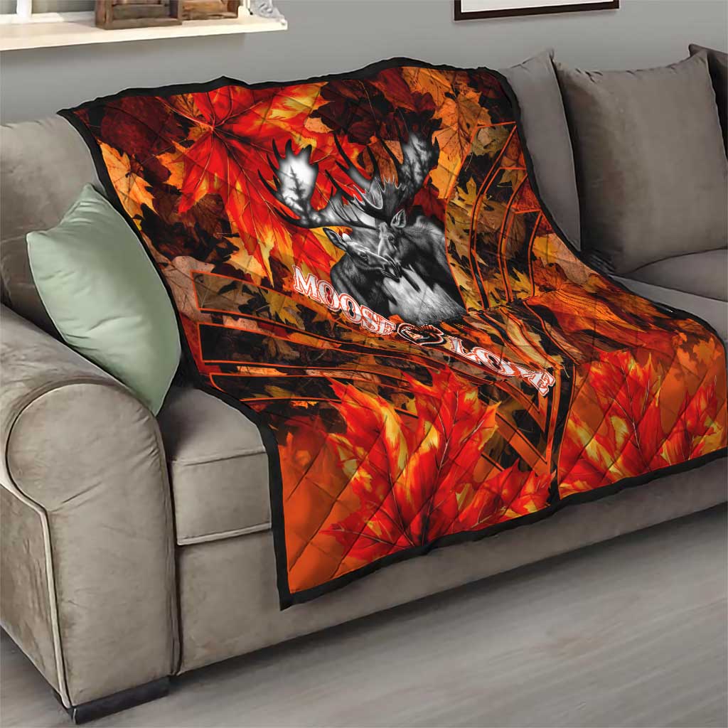 Moose Love Quilt Maple Leaf Autumn Passion
