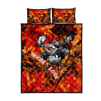 Moose Love Quilt Bed Set Maple Leaf Autumn Passion