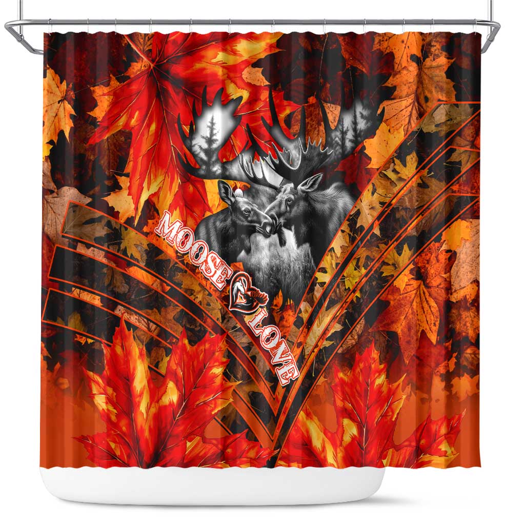 Moose Love Shower Curtain Maple Leaf Autumn Passion