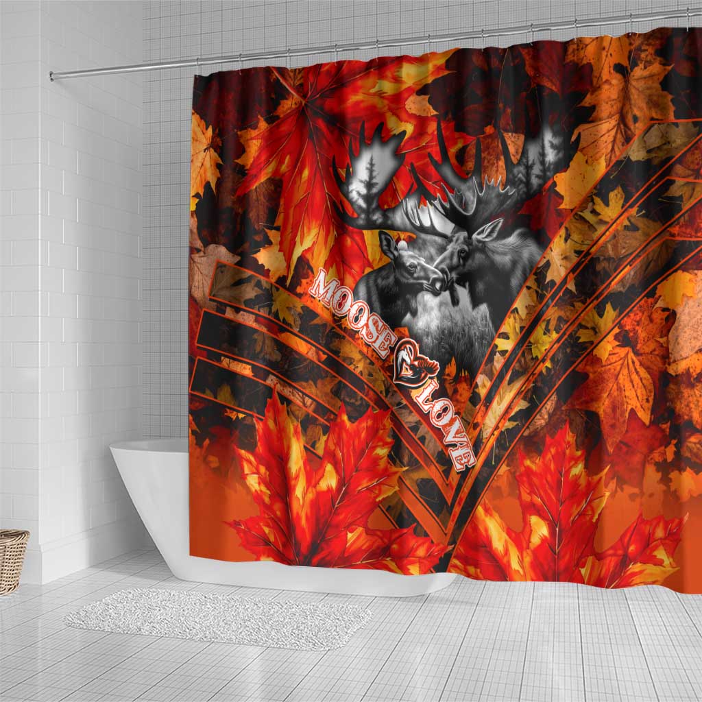 Moose Love Shower Curtain Maple Leaf Autumn Passion