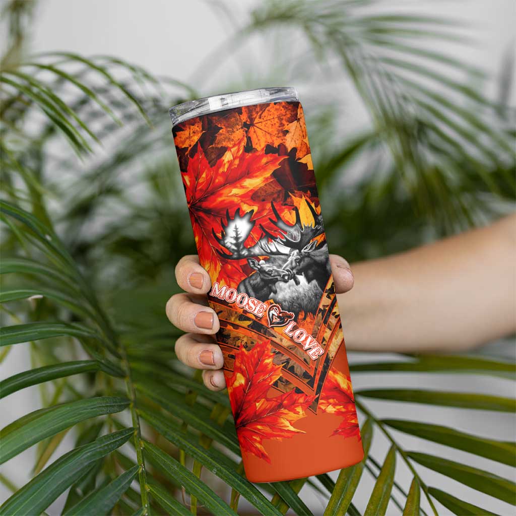 Moose Love Skinny Tumbler Maple Leaf Autumn Passion