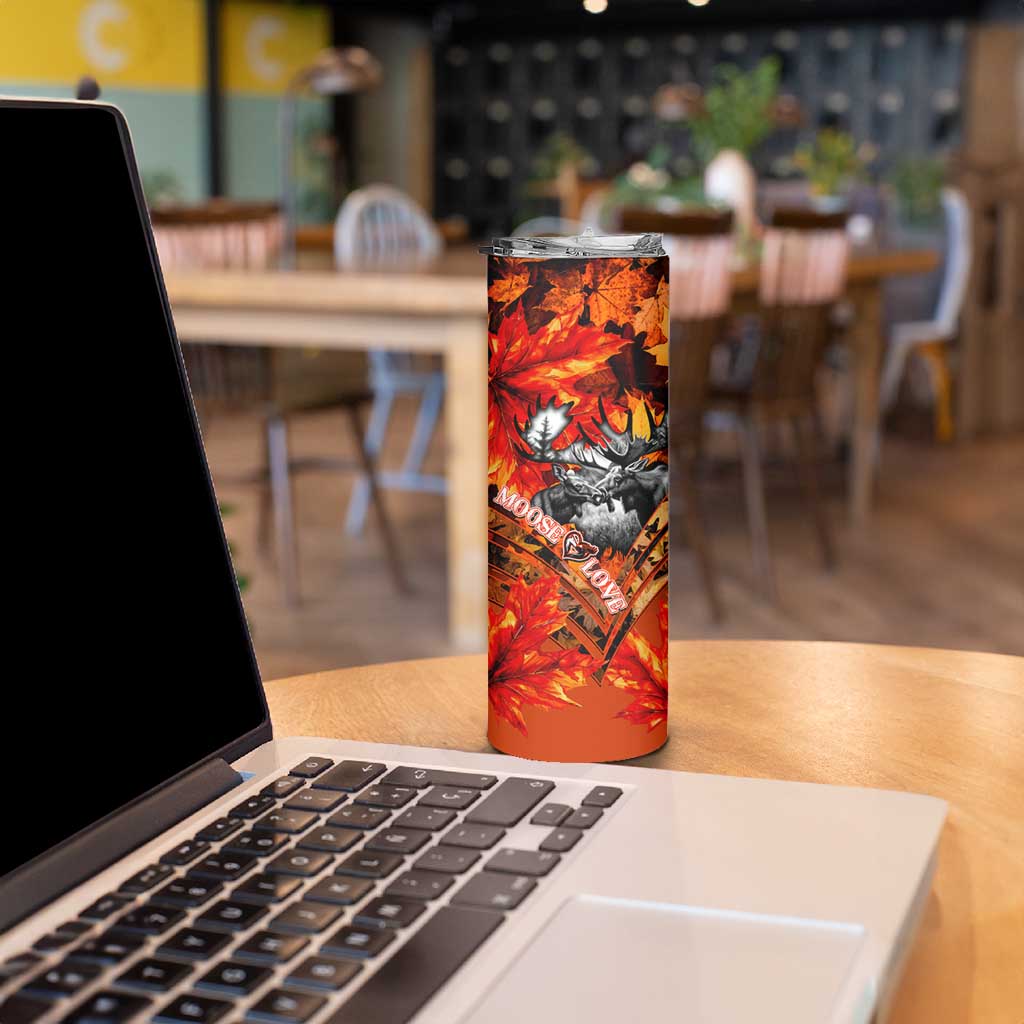 Moose Love Skinny Tumbler Maple Leaf Autumn Passion