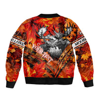 Personalized Moose Love Sleeve Zip Bomber Jacket Maple Leaf Autumn Passion