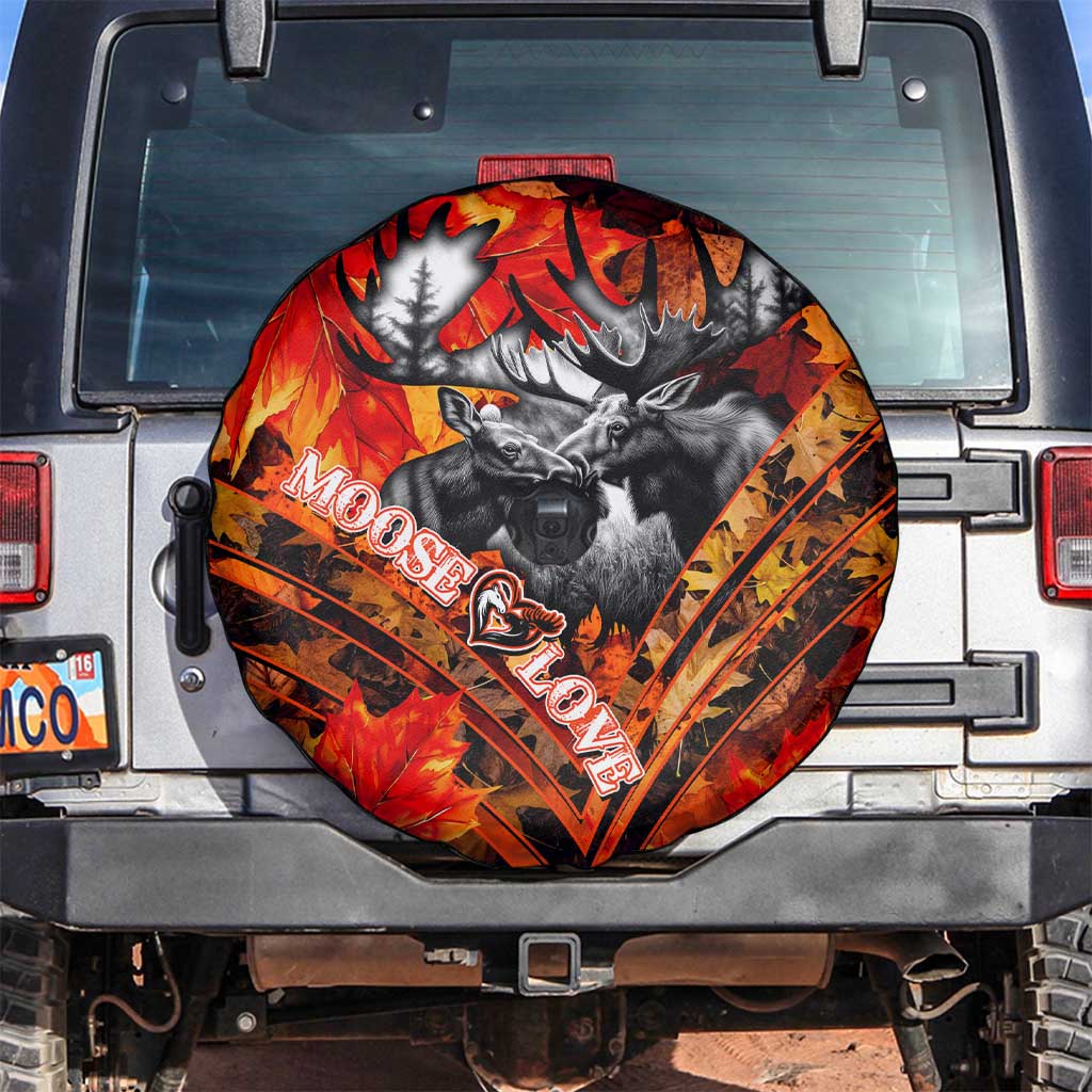 Moose Love Spare Tire Cover Maple Leaf Autumn Passion