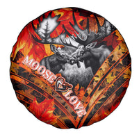 Moose Love Spare Tire Cover Maple Leaf Autumn Passion